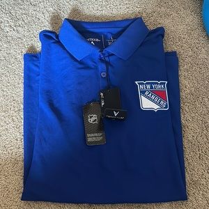 NEW WITH TAGS NEVER WORN SHORT SLEEVE NY RANGERS POLO SIZE L